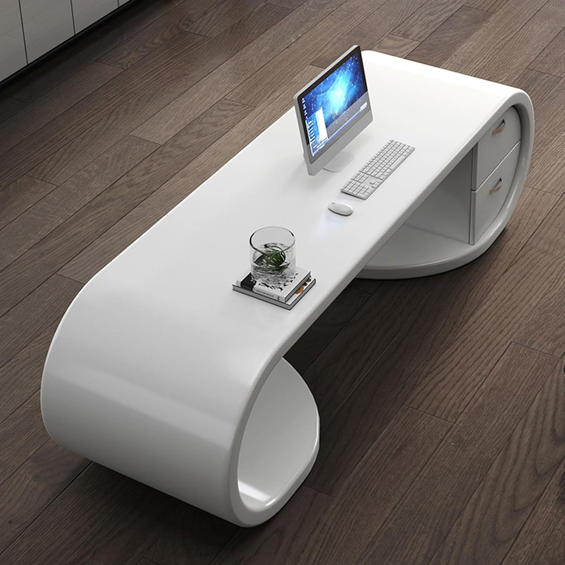 94" L-Shaped Computer Desk with LED & Power Outlet