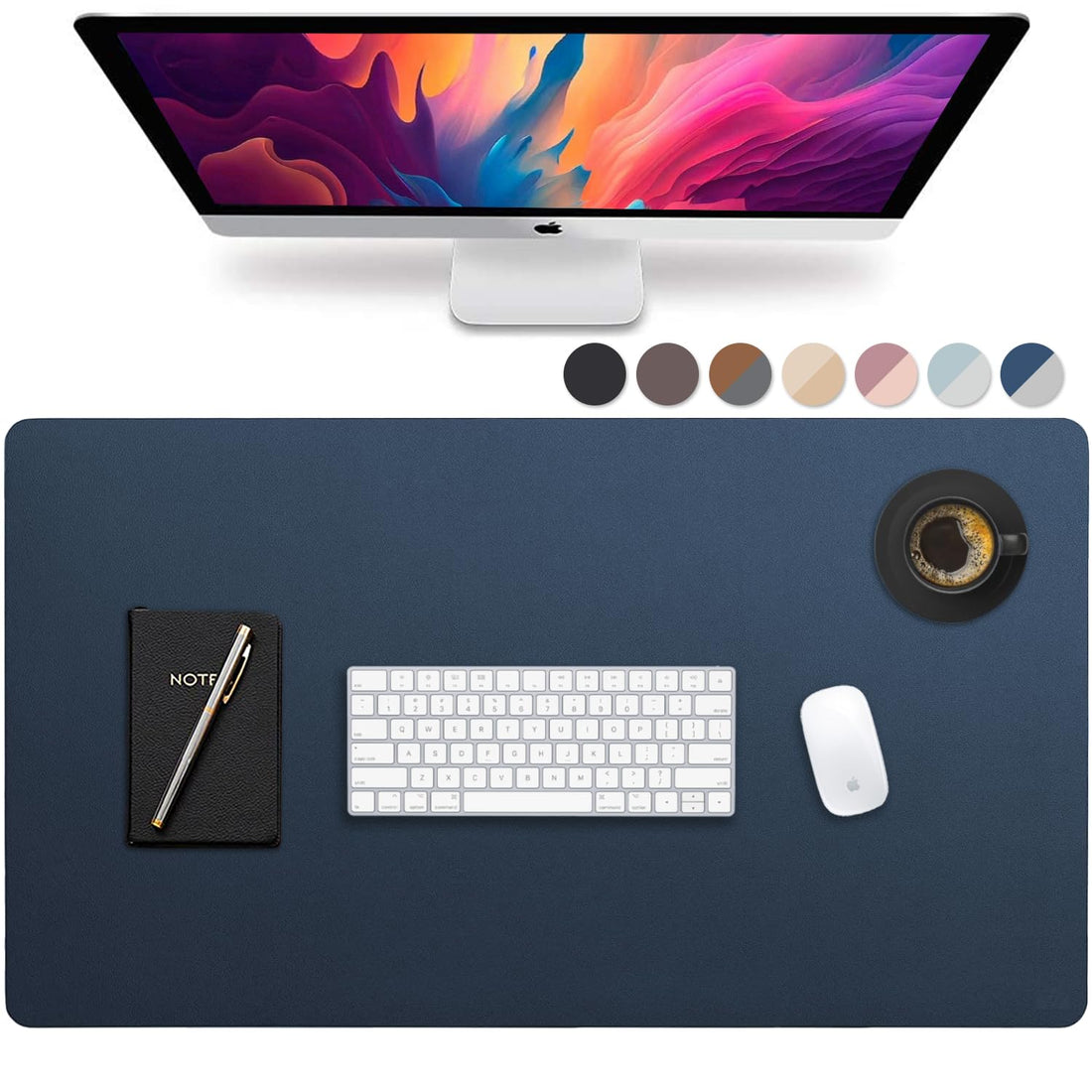 Leather Desk Pad 36"x20" – Dual-Sided Waterproof Mat, Black