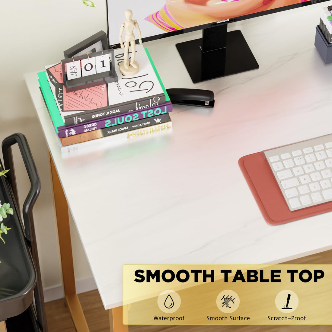 PayLessHere 32" Black Computer Desk with Metal Frame