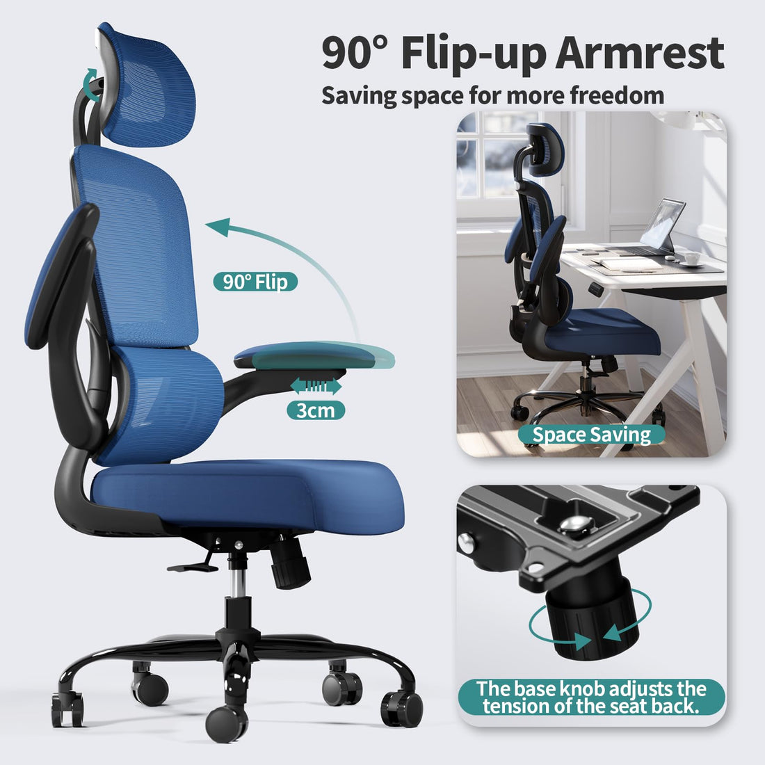TRALT Ergonomic High Back Office Chair, Black
