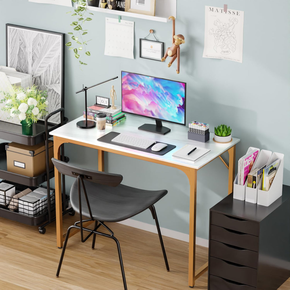 PayLessHere 32" Black Computer Desk with Metal Frame