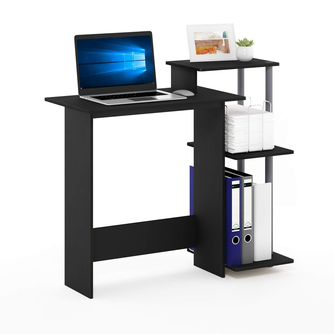 Furinno Compact Computer Desk, Walnut/Black