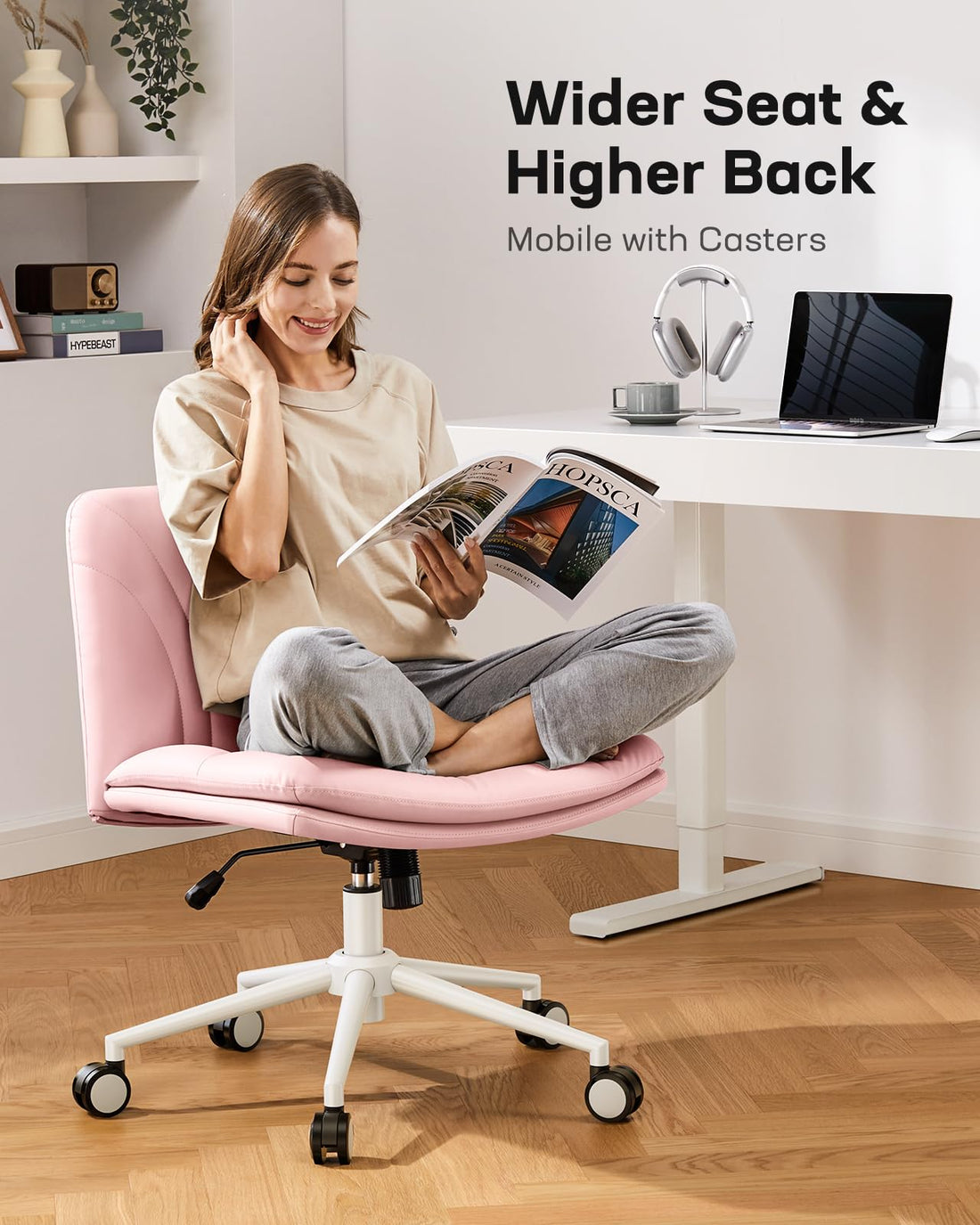 Marsail Armless Office Chair, Light Beige