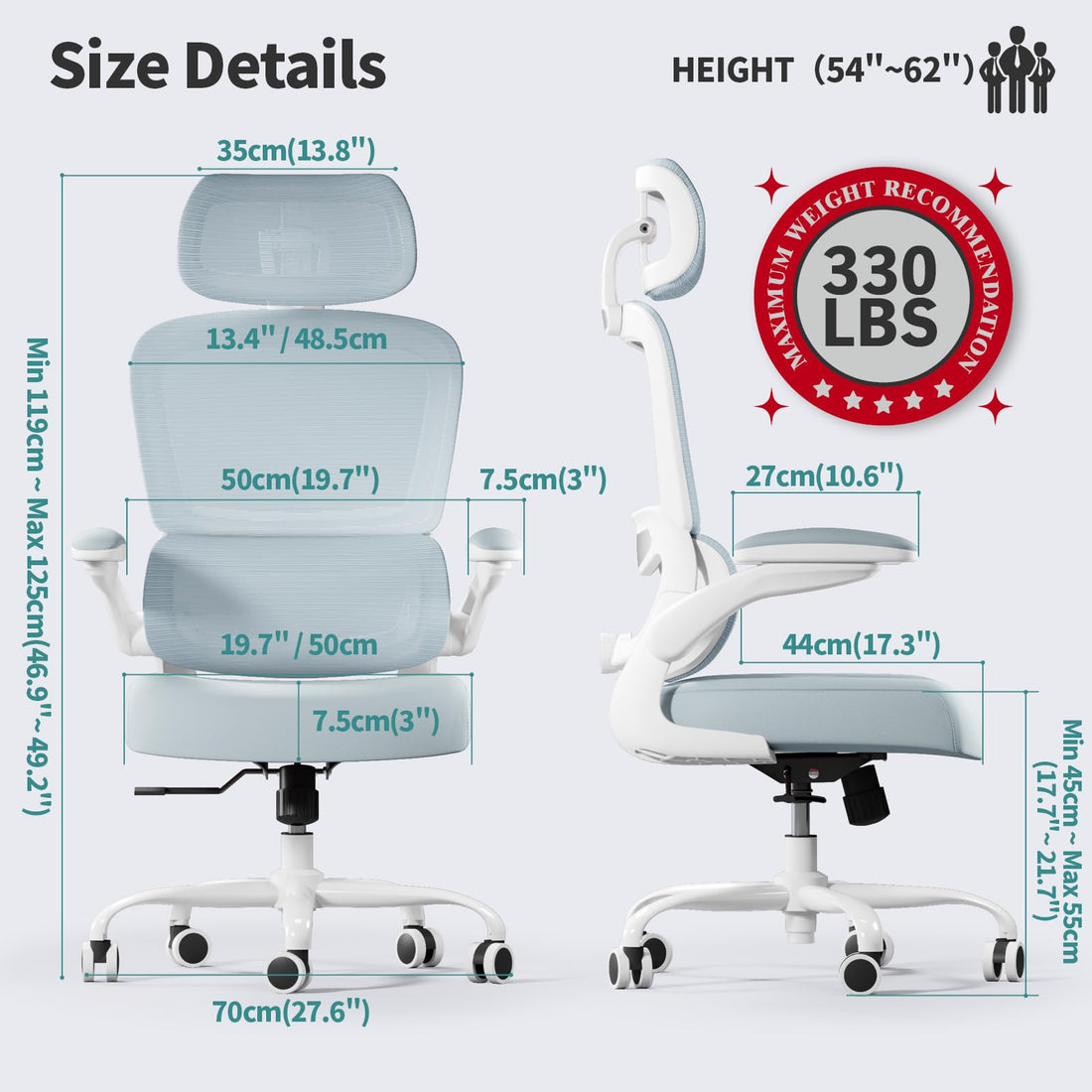 TRALT Ergonomic High Back Office Chair, Black