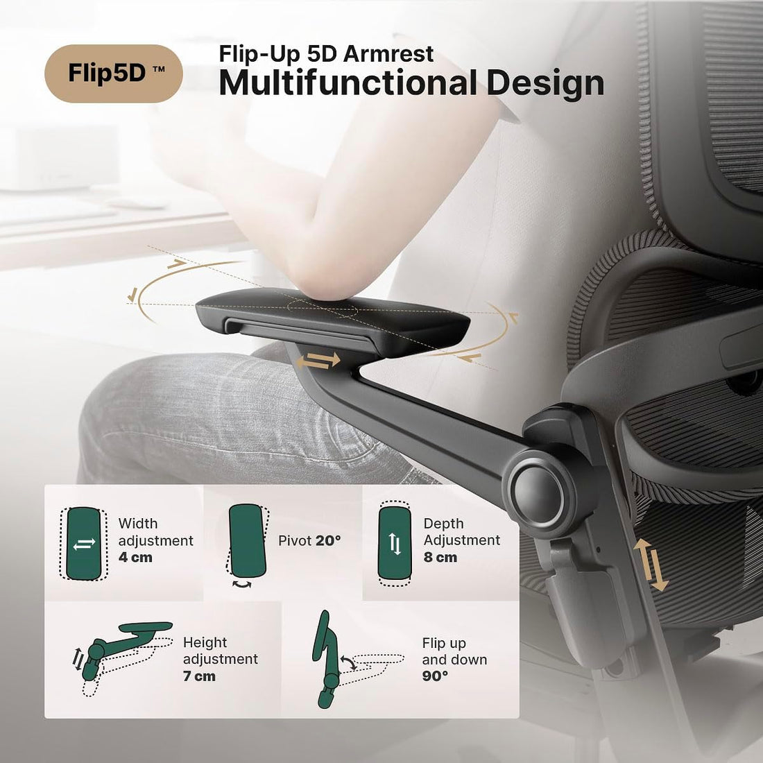 Ergonomic Office Chair with Footrest, Green