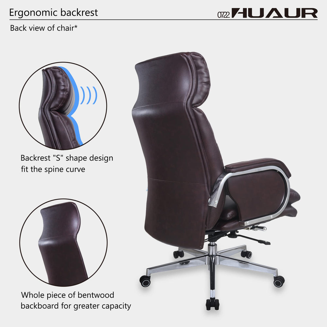 Leather High-Back Executive Chair, Brown
