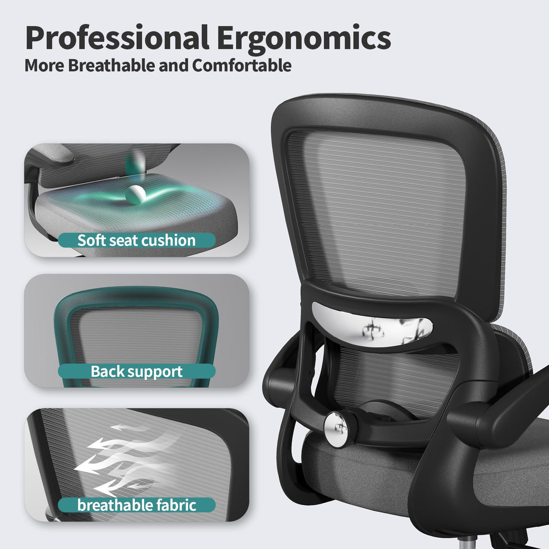 TRALT Ergonomic Mesh Office Chair, Black