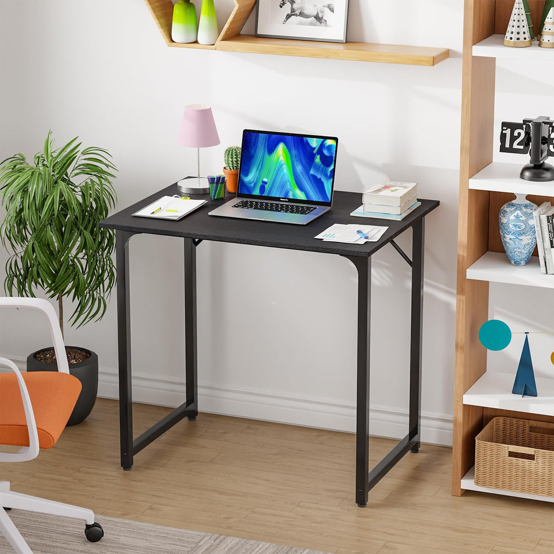 PayLessHere 32" Black Computer Desk with Metal Frame