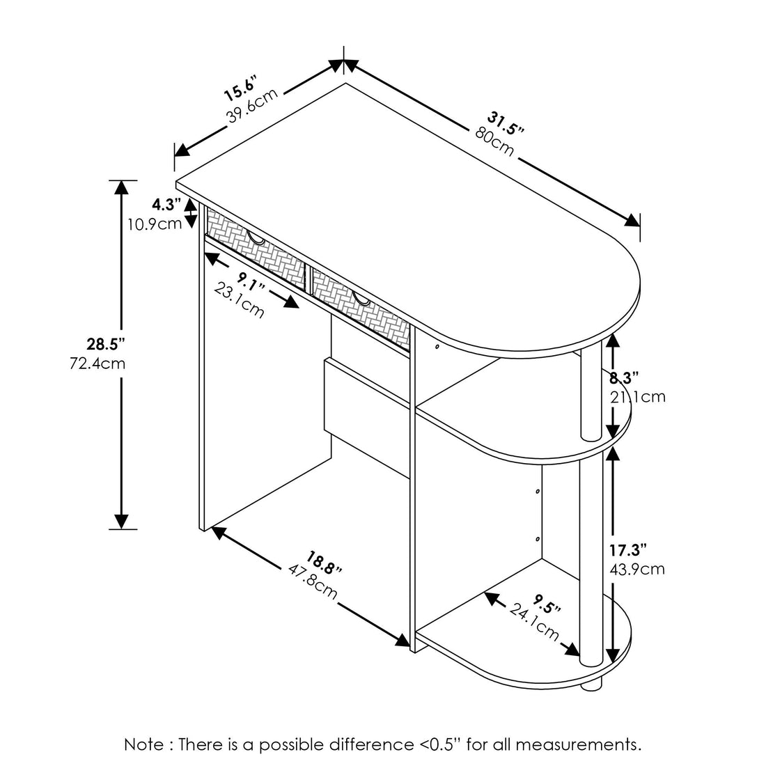FURINNO Simplistic Study Table, Light Blue