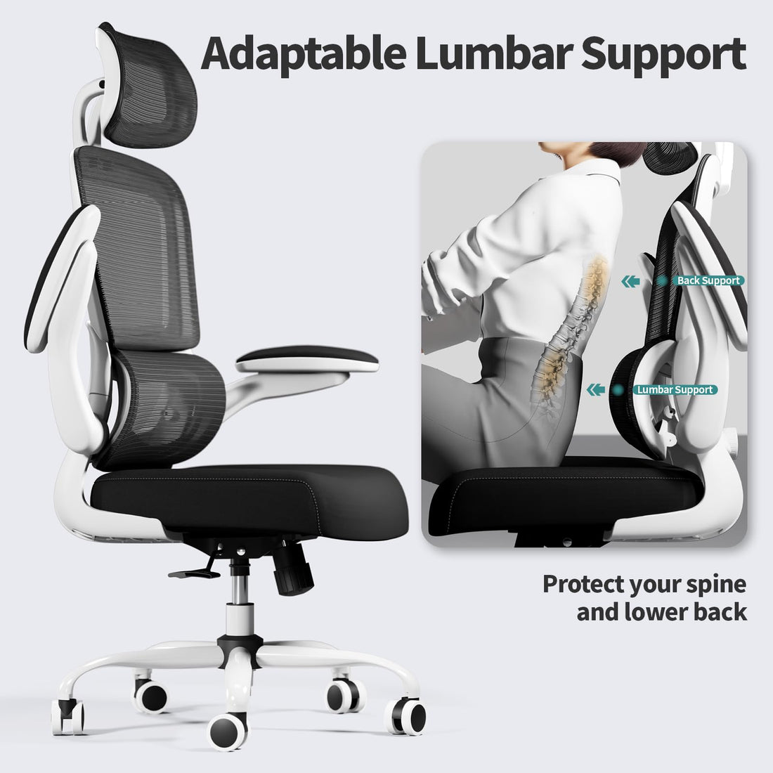 TRALT Ergonomic High Back Office Chair, Black