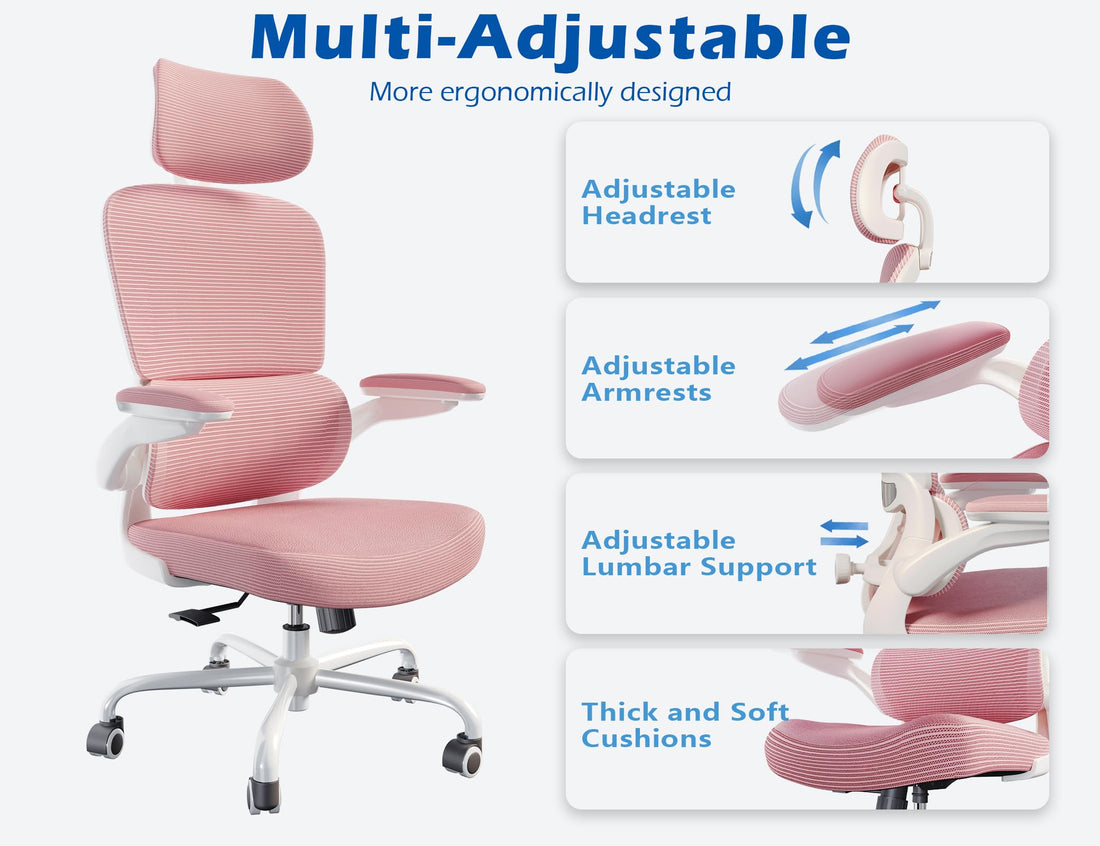 TRALT Ergonomic Office Chair, White Leather