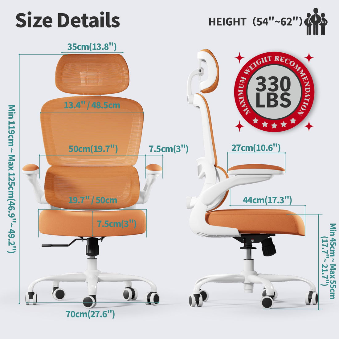 TRALT Ergonomic High Back Office Chair, Black