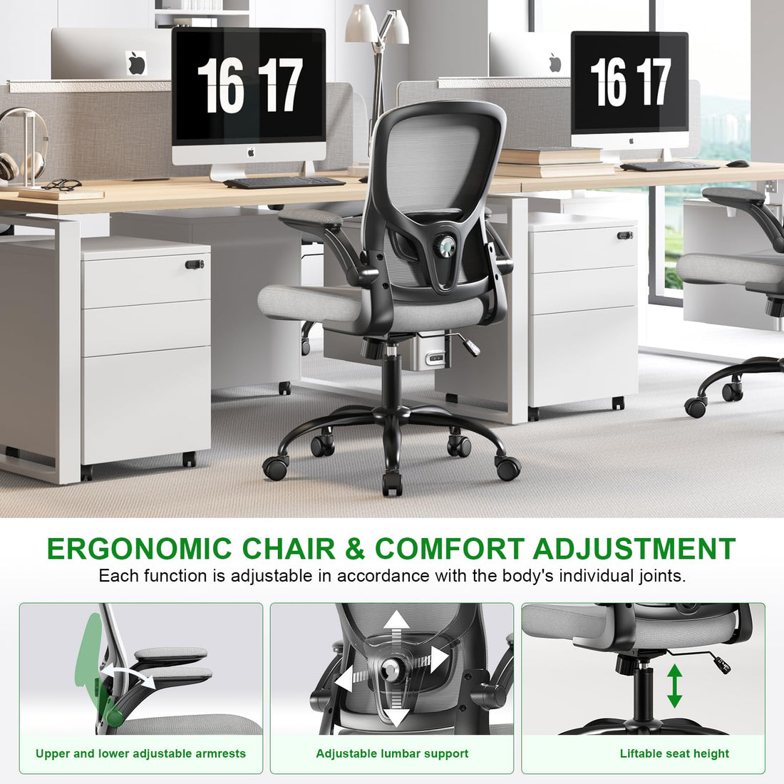 Ergonomic Mesh Office Chair, Grey