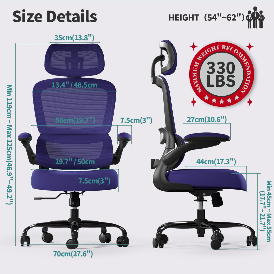 TRALT Ergonomic High Back Office Chair, Black