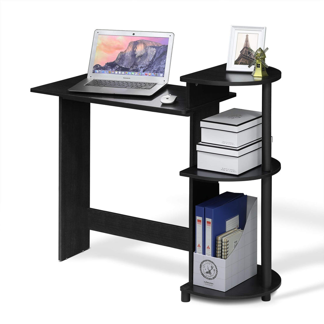 Furinno Compact Computer Desk, Walnut/Black