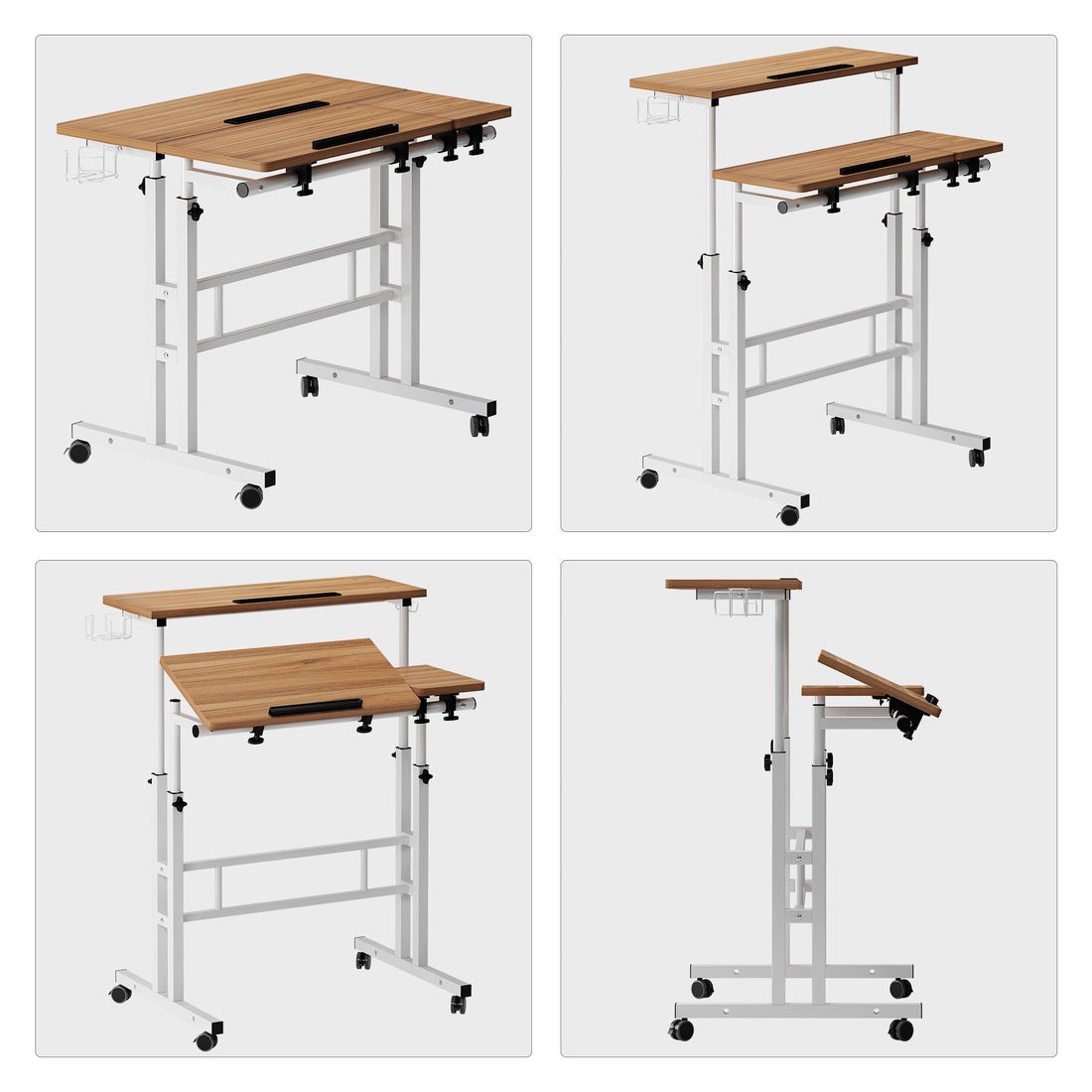 soges Rolling Standing Desk with Wheels, Oak