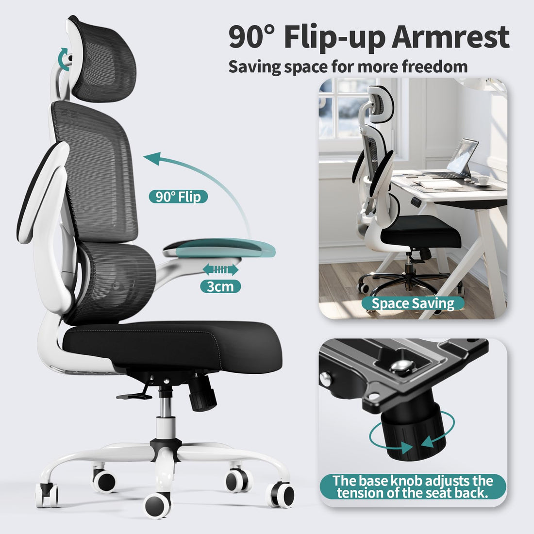 TRALT Ergonomic High Back Office Chair, Black
