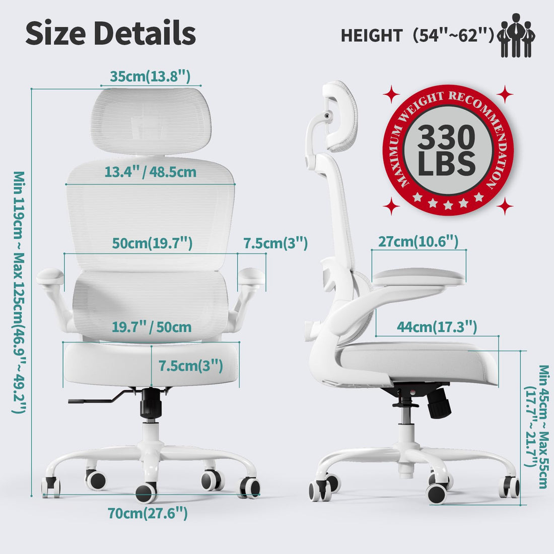 TRALT Ergonomic High Back Office Chair, Black