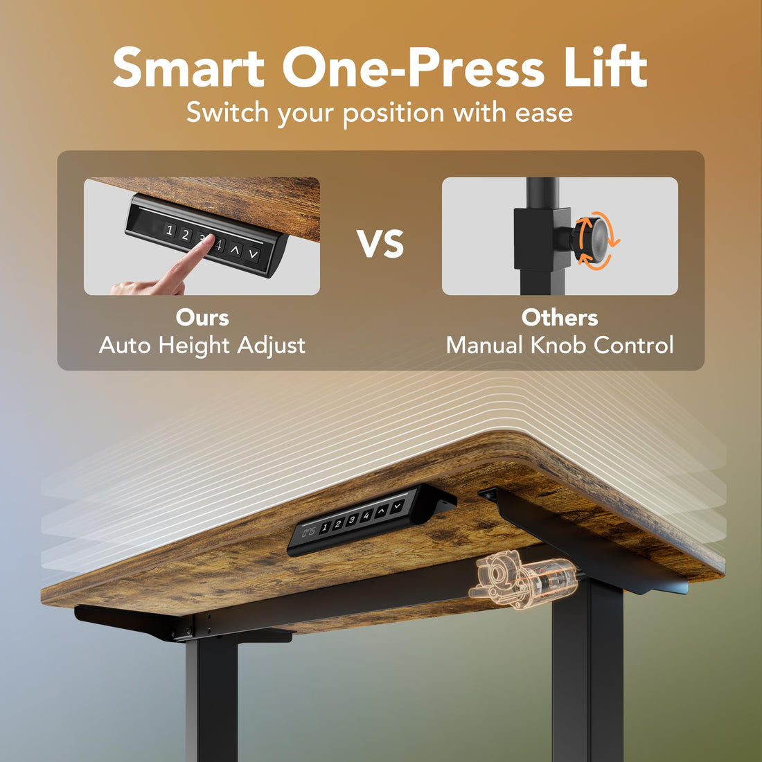 HUANUO 32" Electric Standing Desk, Light Walnut