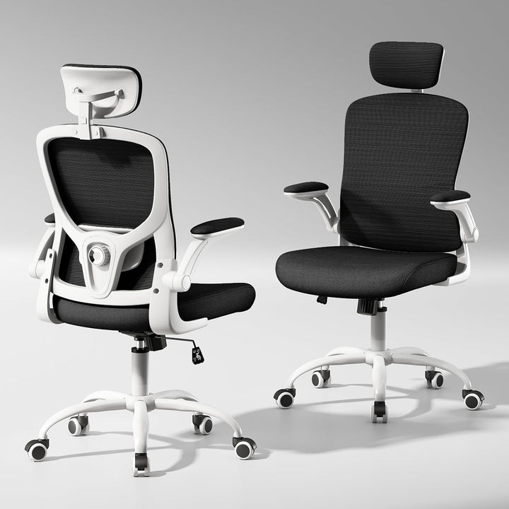Multi-Adjustable Ergonomic Office Chair, White-Black