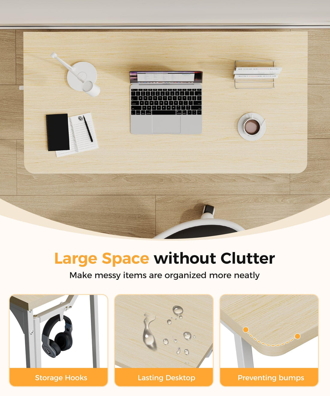 31.5" Small Folding Computer Desk, Rustic