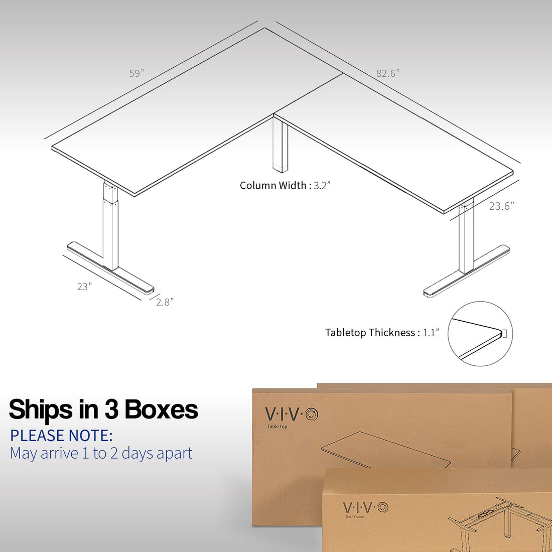 VIVO 83"x60" L-Shaped Electric Height Adjustable Desk