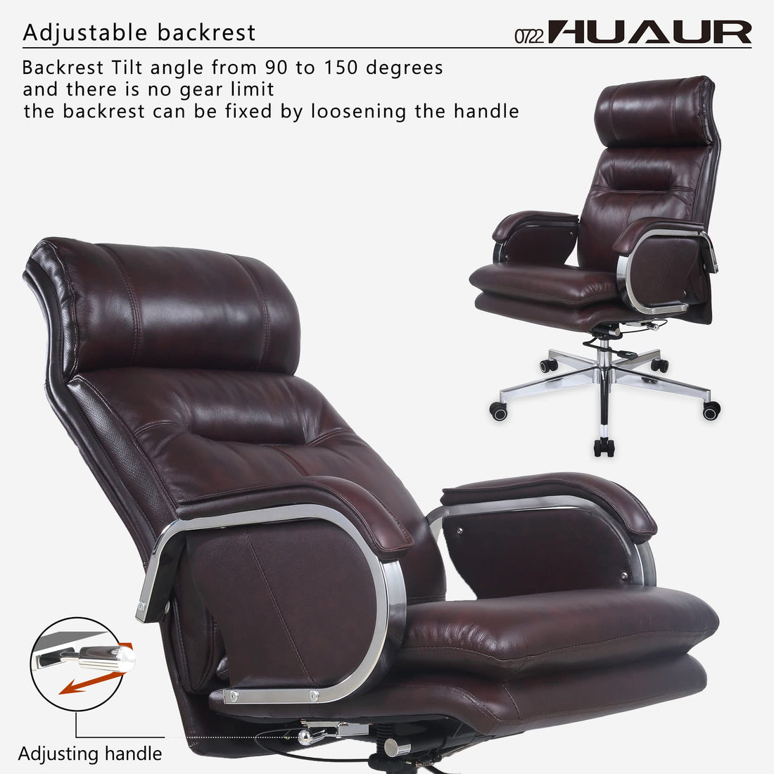 Leather High-Back Executive Chair, Brown