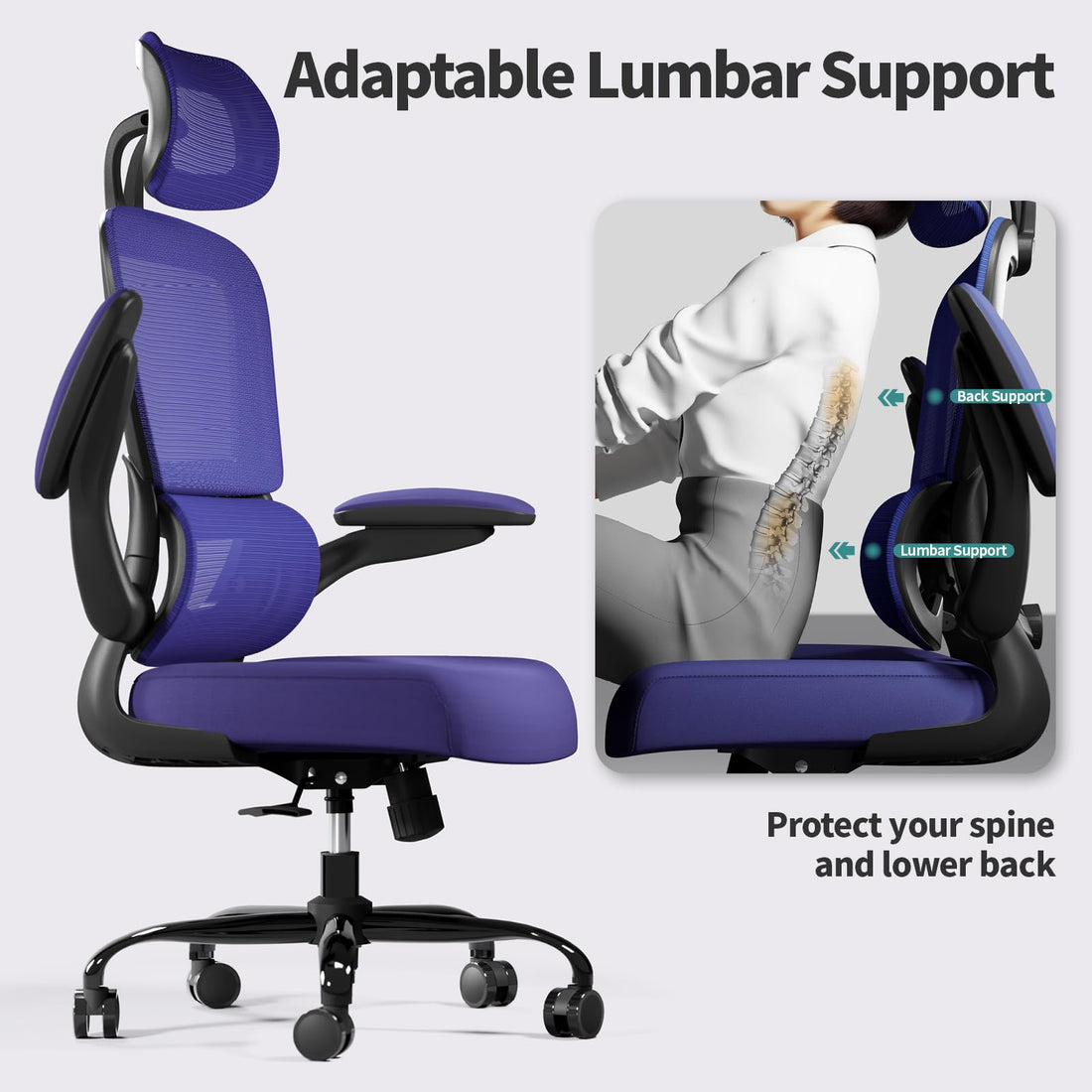 TRALT Ergonomic High Back Office Chair, Black