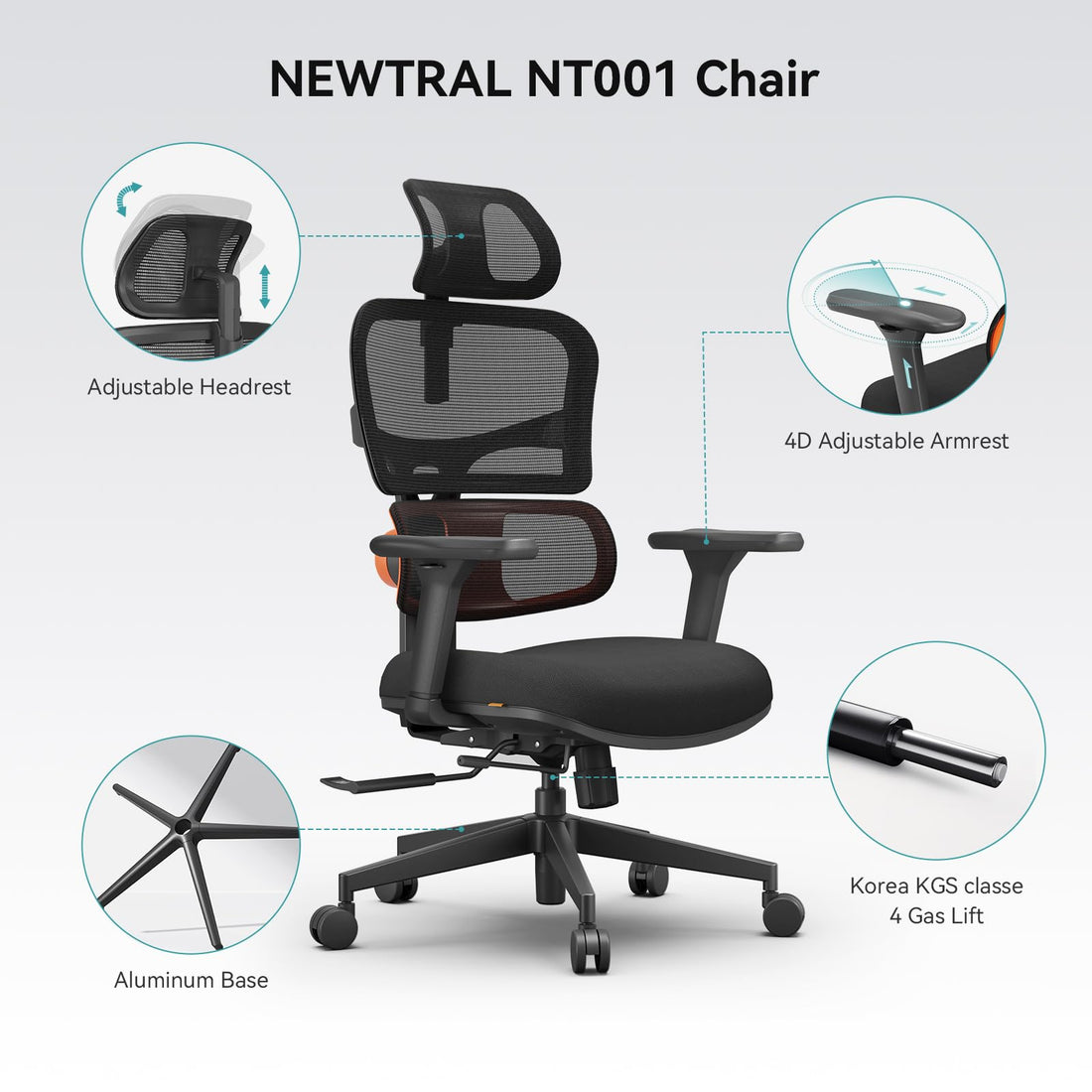 Newtral Ergonomic Office Chair, Gray