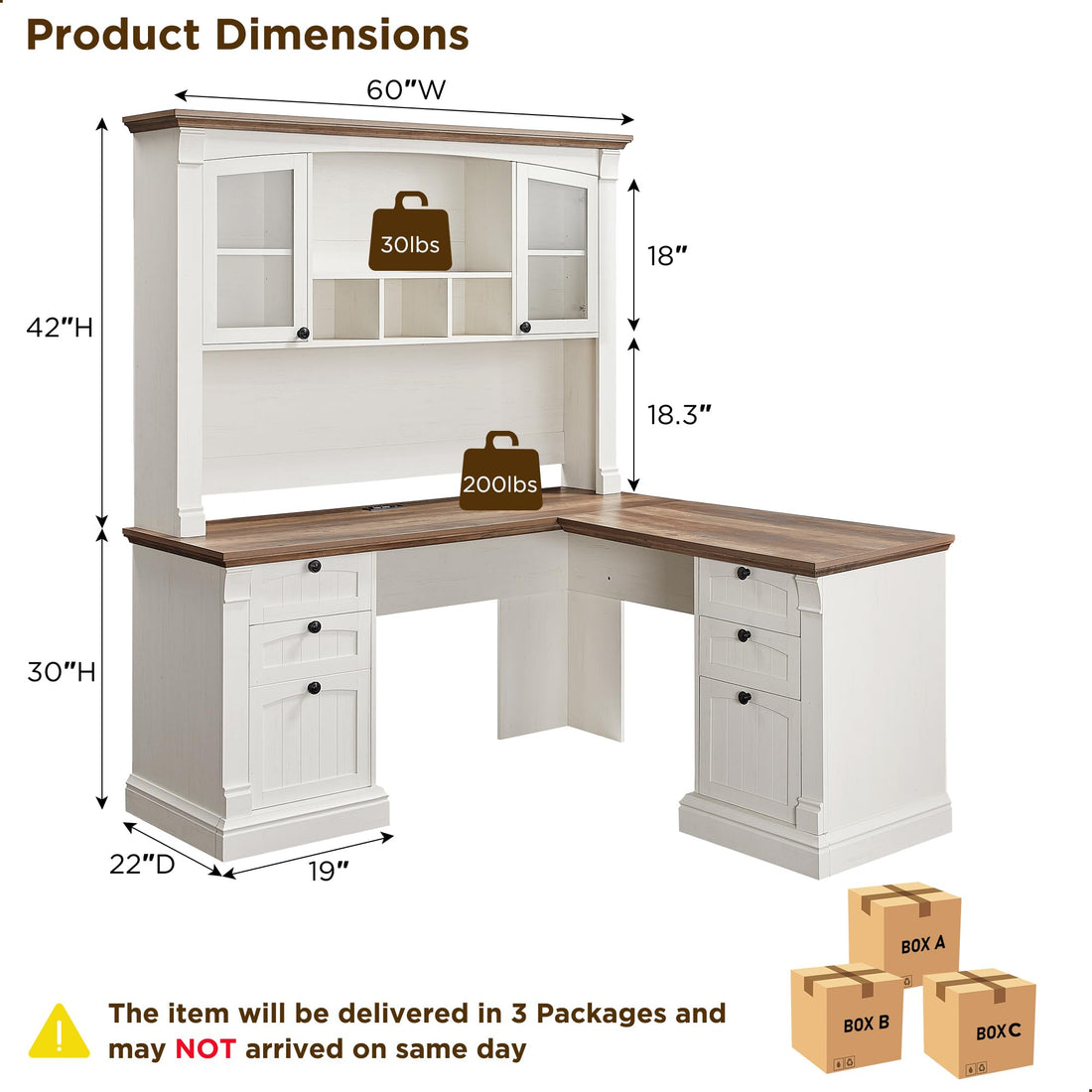 OKD 60" L-Shaped Executive Desk with Hutch & Storage