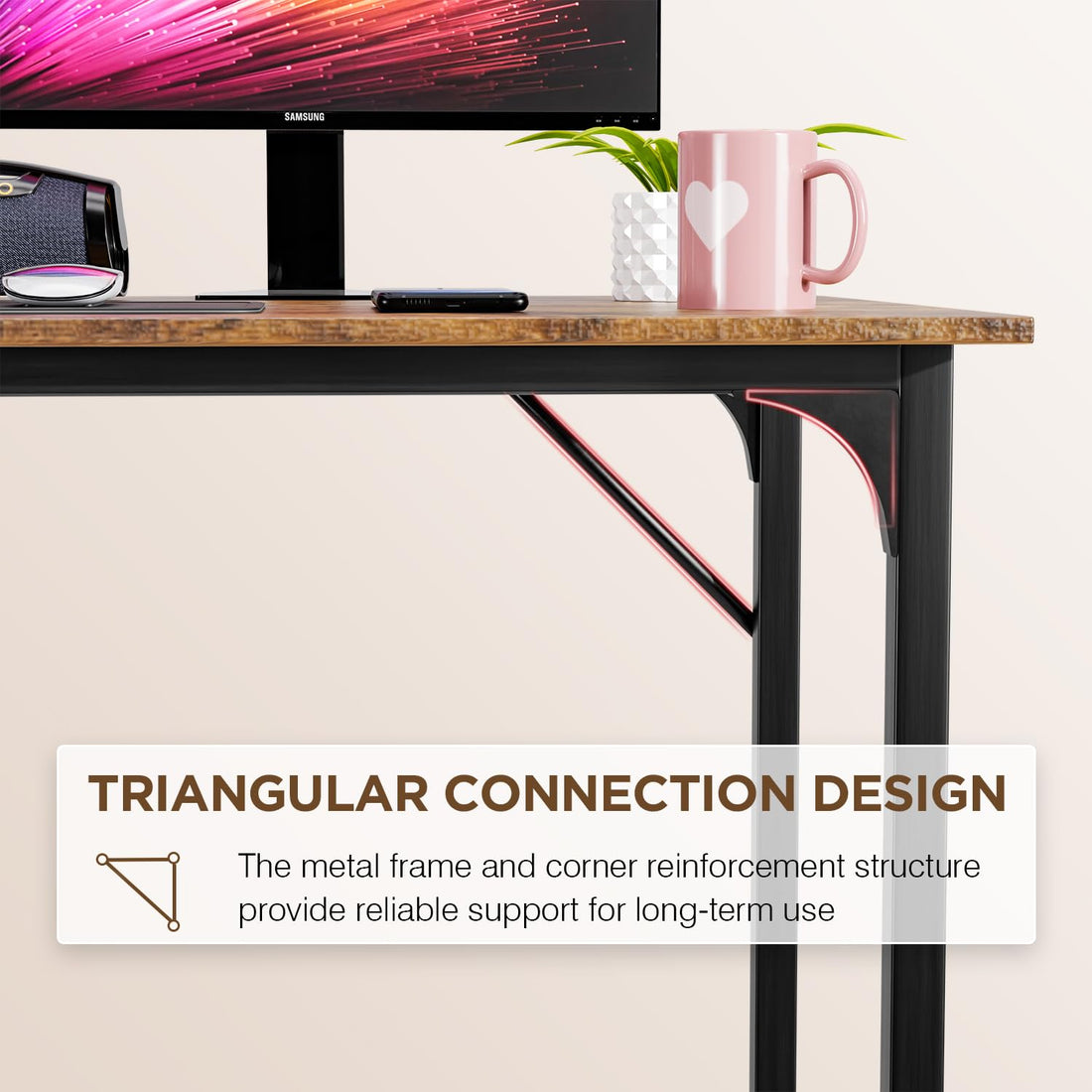 PayLessHere 32" Black Computer Desk with Metal Frame