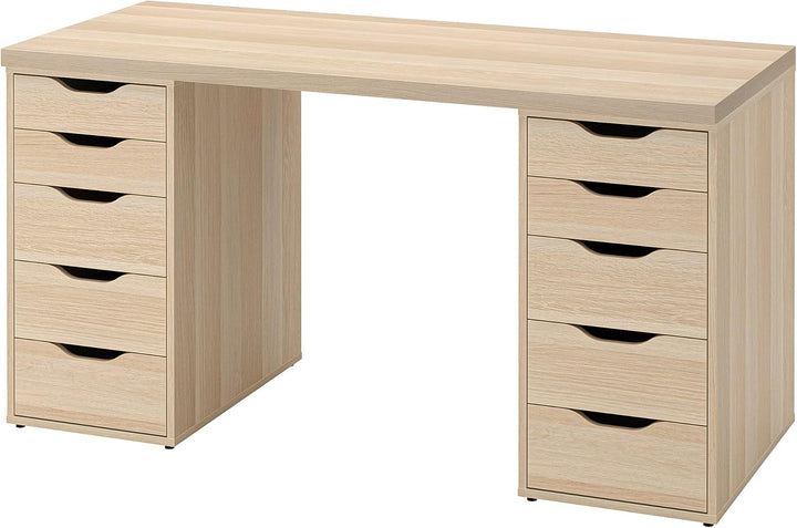 ALEX/LAGKAPTEN White Oak Desk with 4 Drawers