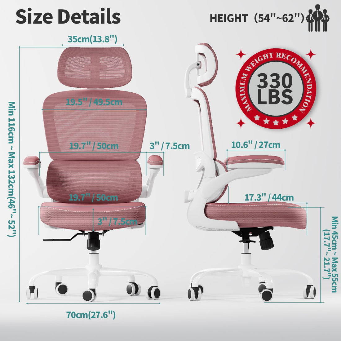 TRALT Ergonomic Office Chair, White Leather