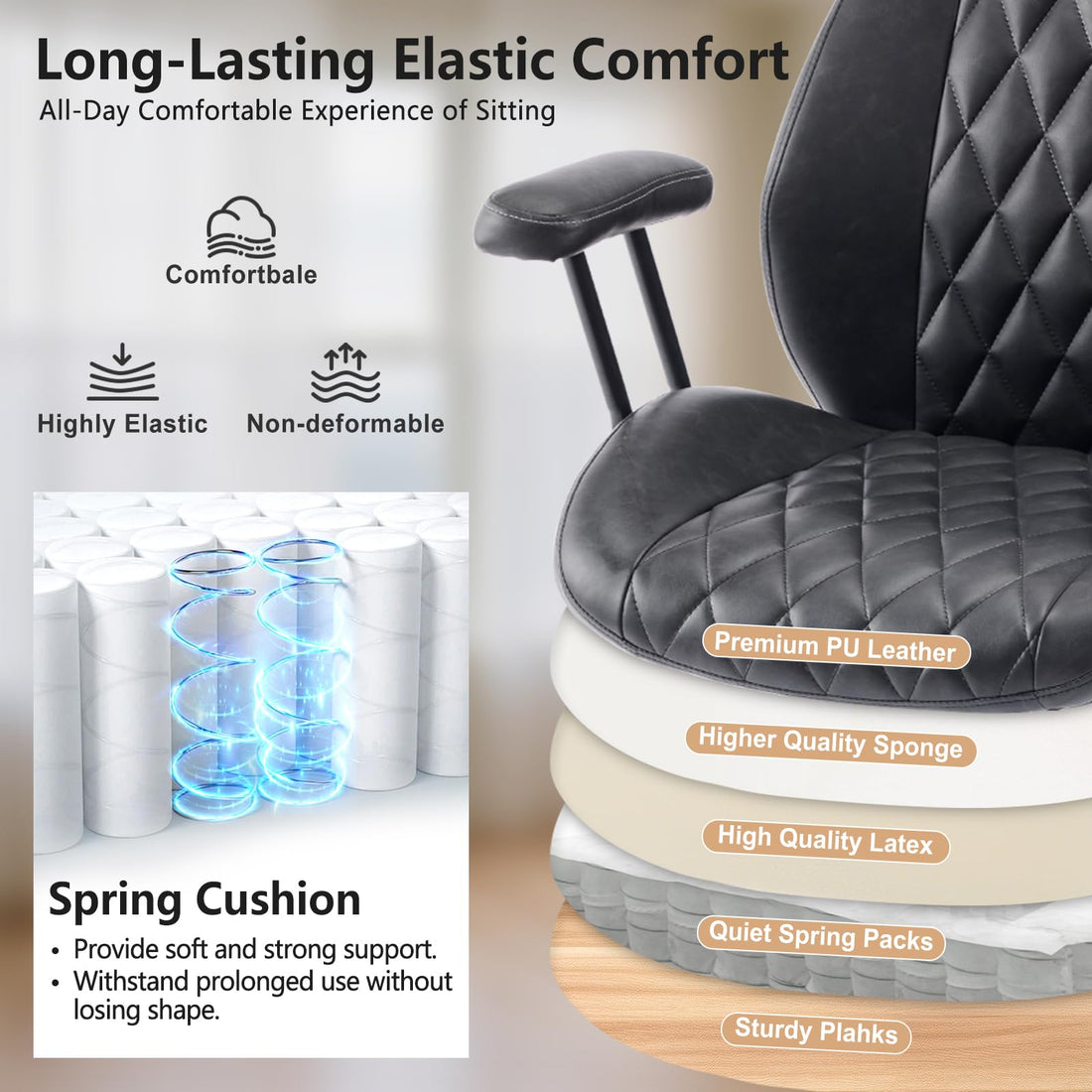 YFO Brown Leather Ergonomic Office Chair