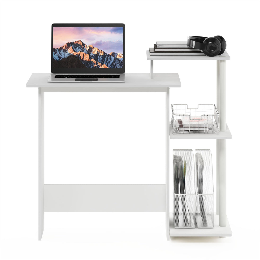 Furinno Compact Computer Desk, Walnut/Black