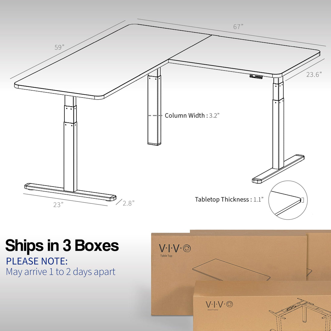 VIVO 83"x60" L-Shaped Electric Height Adjustable Desk