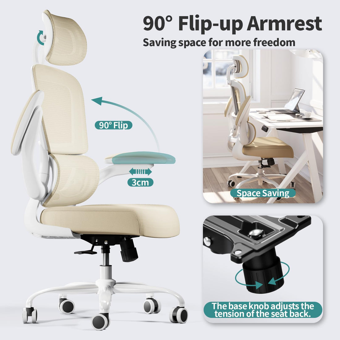 TRALT Ergonomic High Back Office Chair, Black