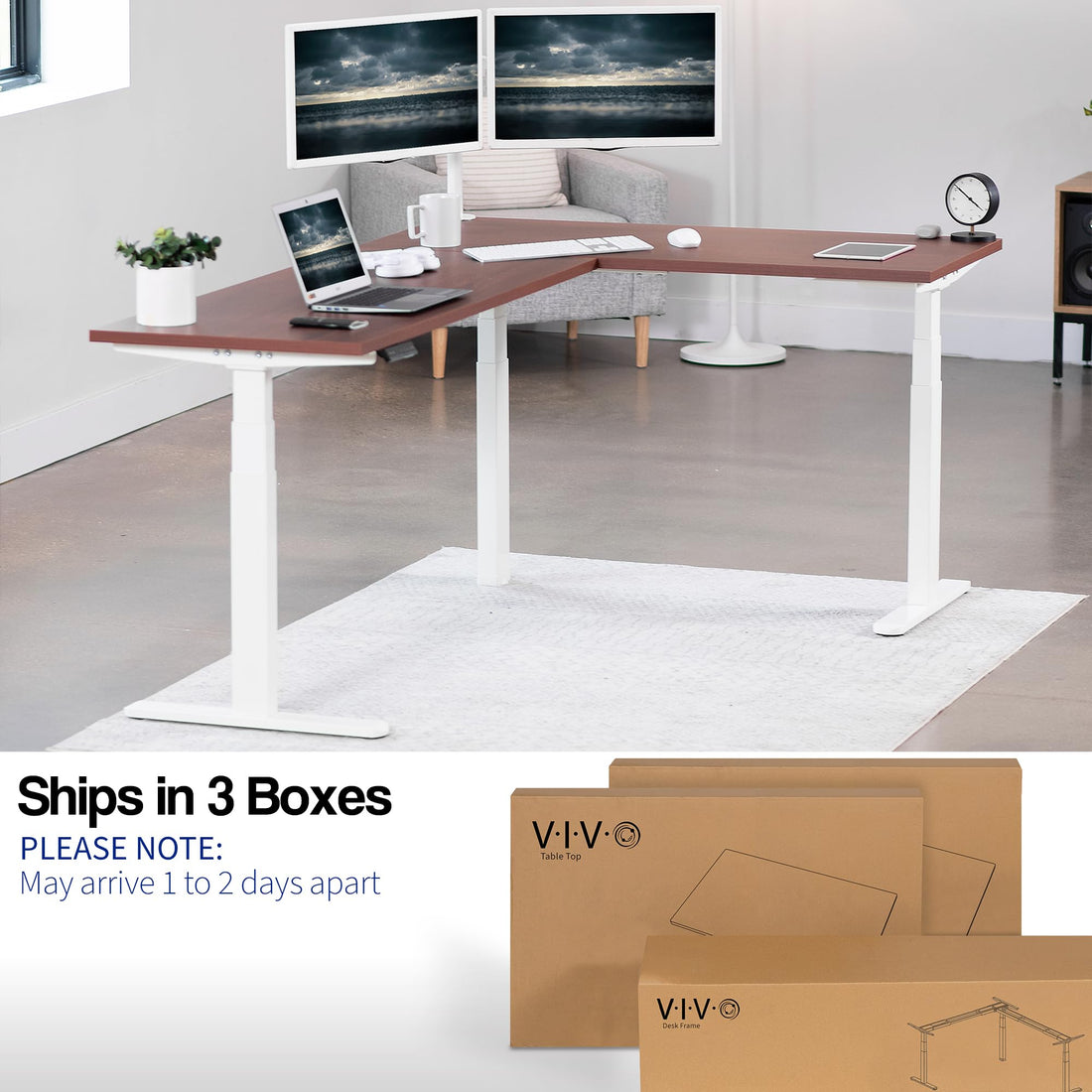 VIVO 83"x60" L-Shaped Electric Height Adjustable Desk
