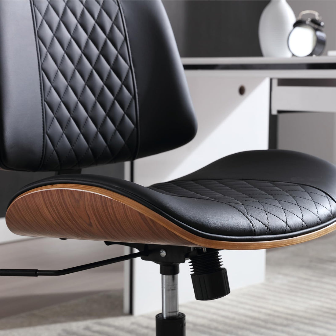 Armless Office Chair with Wheels, Beige