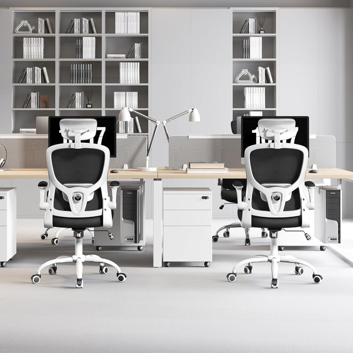 Multi-Adjustable Ergonomic Office Chair, White-Black