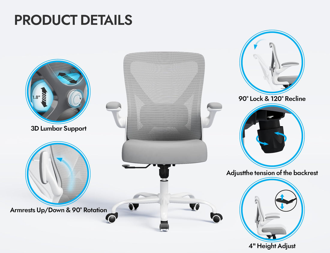 Ergonomic Office Chair, Grey Gold