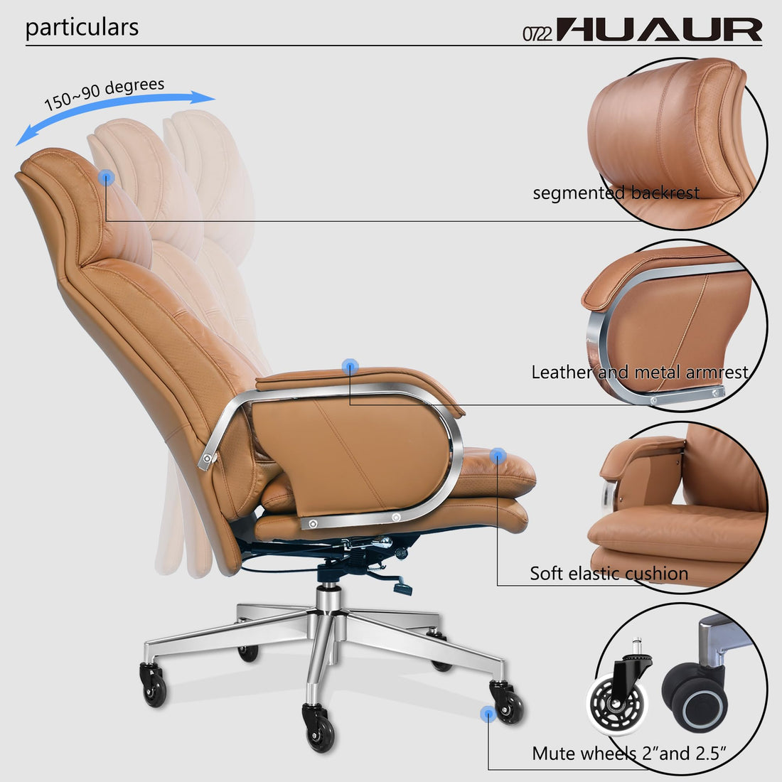 Leather High-Back Executive Chair, Brown