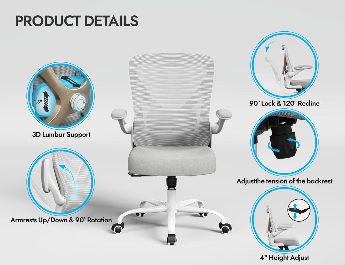 Ergonomic Office Chair, Grey Gold