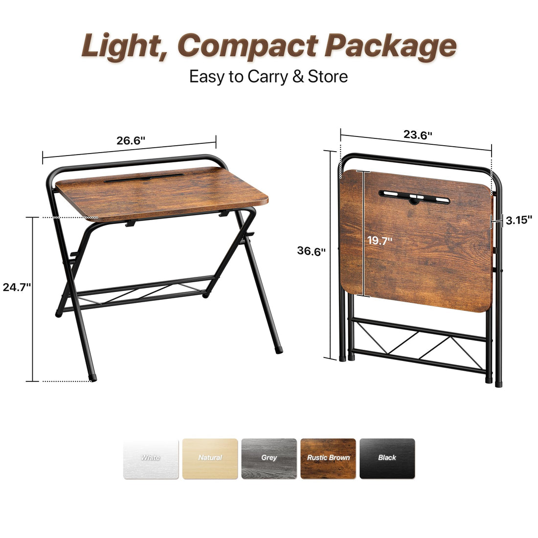 Huuger 24" Folding Desk, Rustic Brown