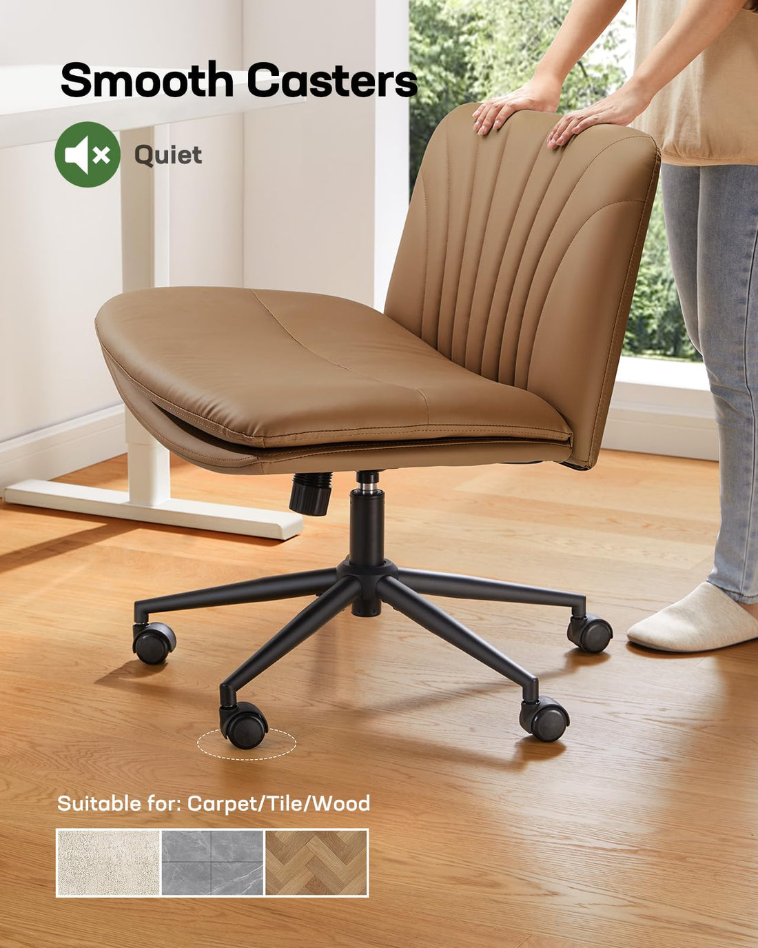 Marsail Armless Office Chair, Light Beige