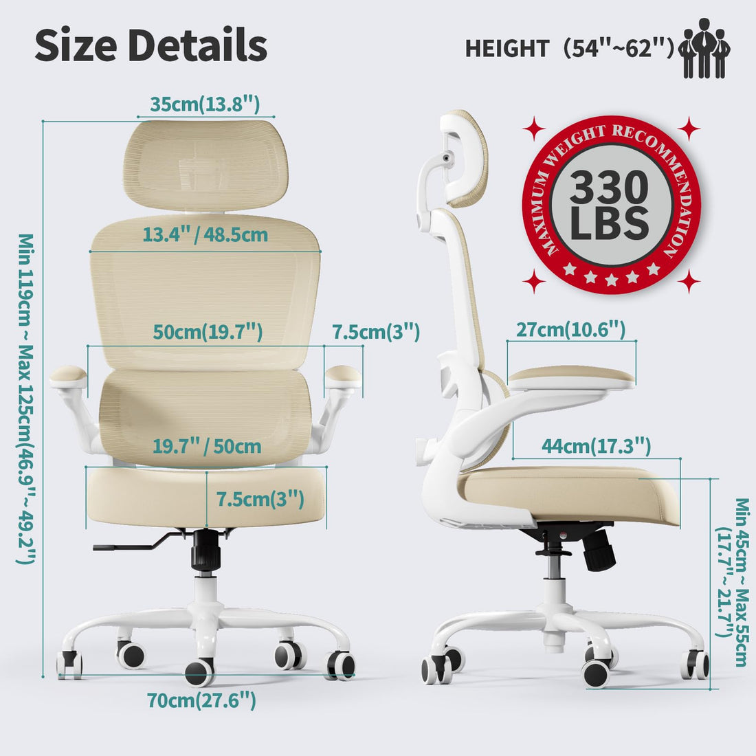 TRALT Ergonomic High Back Office Chair, Black
