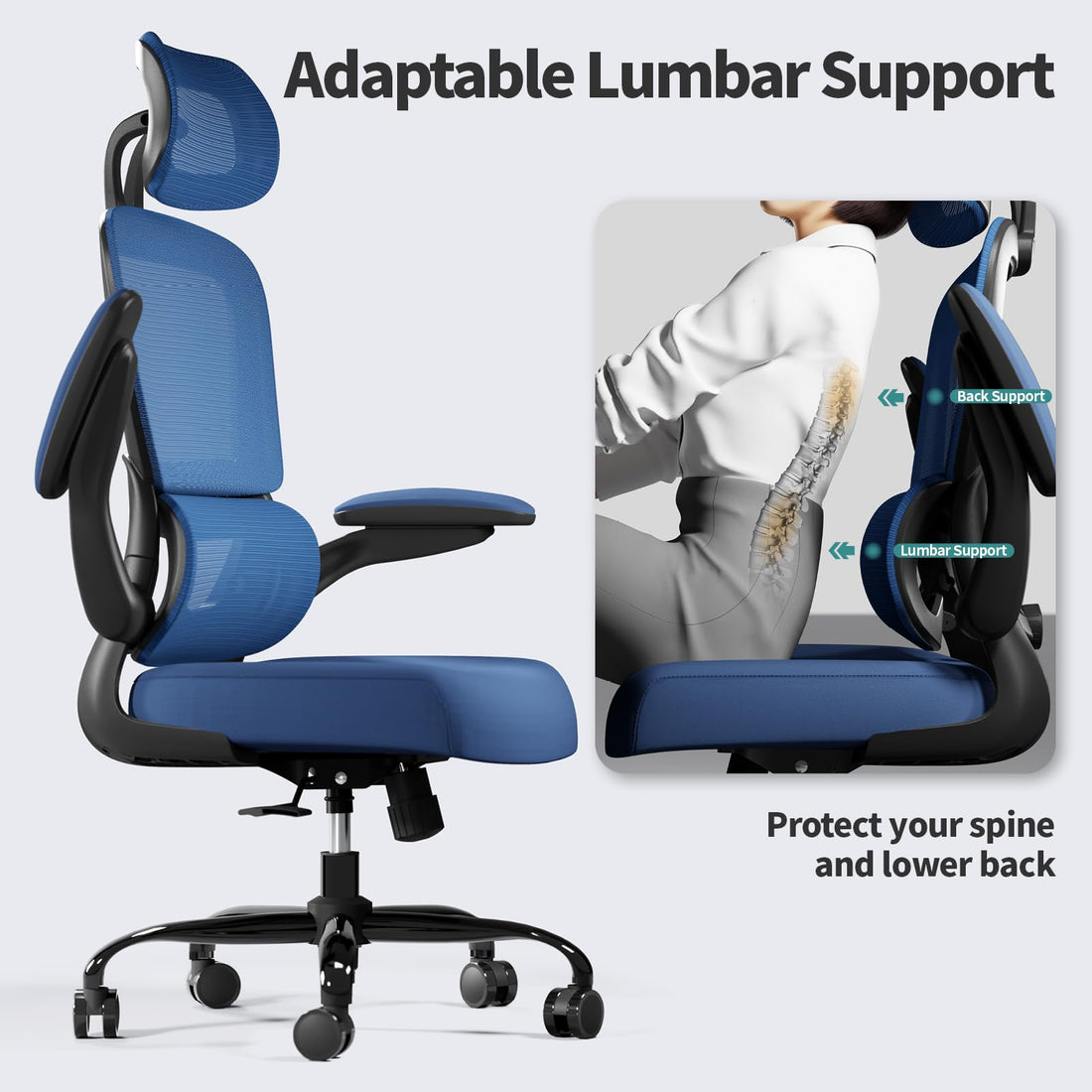 TRALT Ergonomic High Back Office Chair, Black
