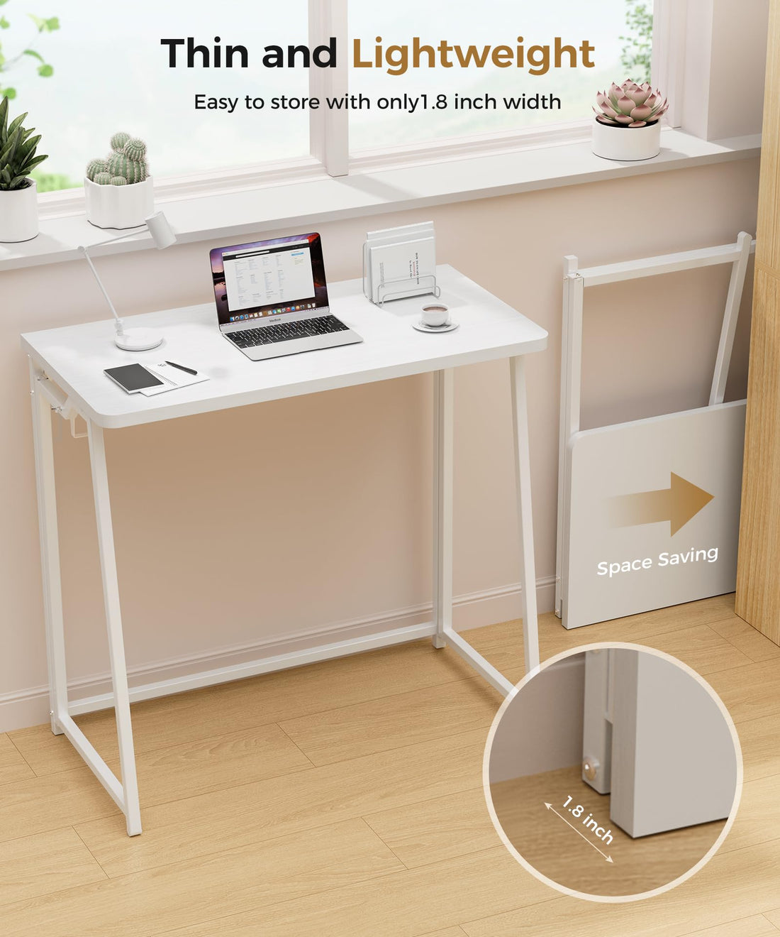 31.5" Small Folding Computer Desk, Rustic
