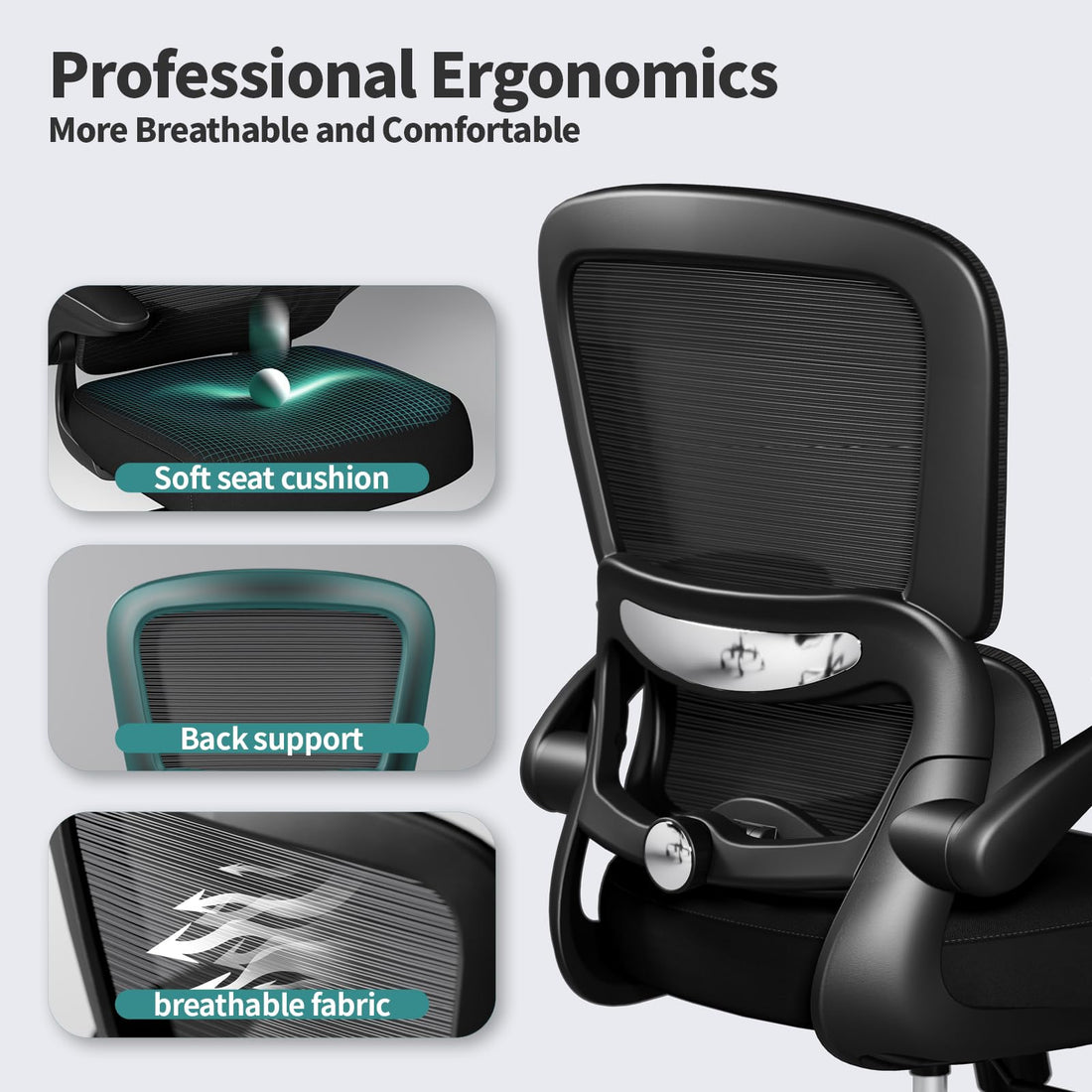TRALT Ergonomic Mesh Office Chair, Black