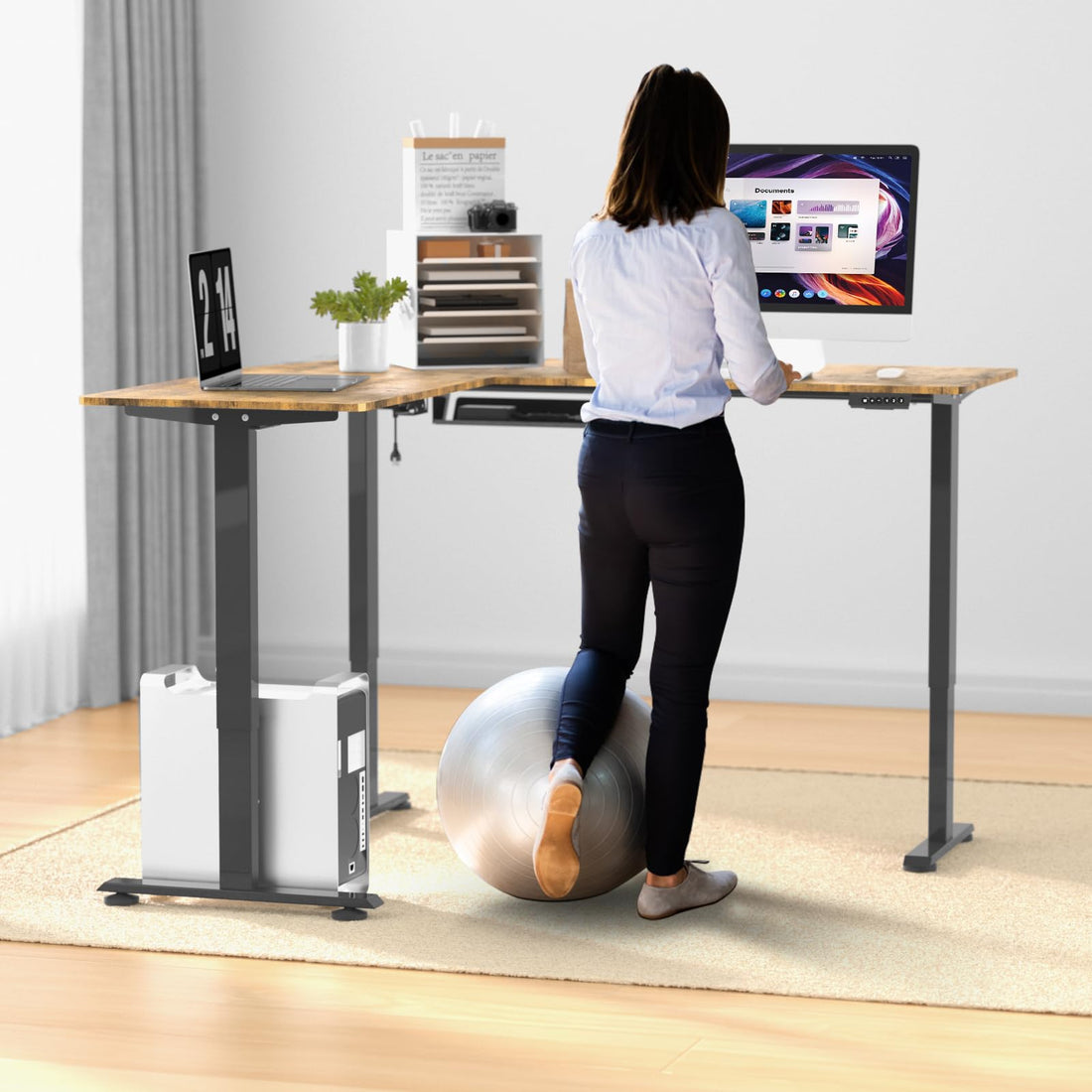 63"x55" L-Shaped Electric Height Adjustable Desk